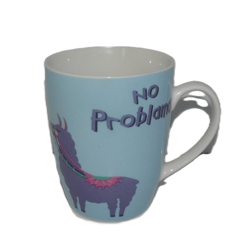 No Problama Llama Blue Ceramic Coffee Mug Tea Cup 12 Oz - Picture 3 of 4